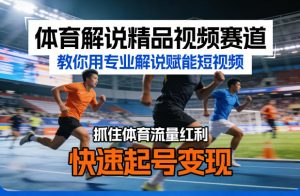 体育解说精品视频赛道，教你用专业解说赋能短视频，抓住体育流量红利，快速起号变现-则成副业项目资源站
