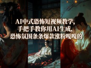 AI中式恐怖短视频教学,手把手教你用AI生成,恐怖氛围条条爆款涨粉嘎嘎的-则成副业项目资源站
