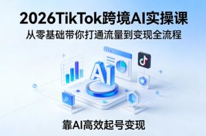 2026TikTok跨境AI实操课,从零基础带你打通流量到变现全流程,靠AI高效起号变现-则成副业项目资源站