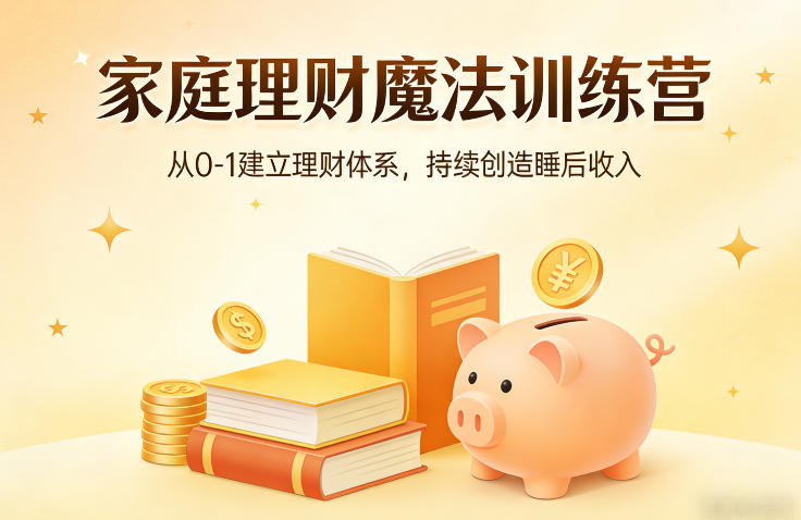 家庭理财魔法训练营，从0-1建立理财体系，持续创造睡后收入-则成副业项目资源站