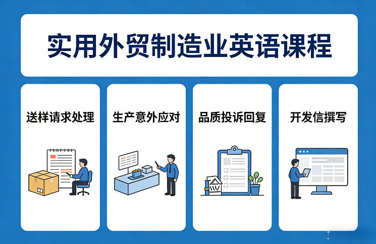实用外贸制造业英语课程，教你专业处理送样请求、应对生产意外、回复品质投诉、撰写开发信等-则成副业项目资源站