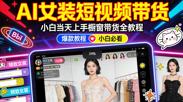 AI女装短视频橱窗带货：小白零门槛当天上手，高佣金爆款轻松賺！-则成副业项目资源站