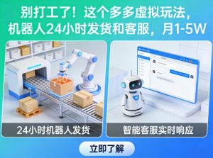 别打工了!这个多多虚拟玩法,机器人24小时发货和客服,月1-5W【揭秘】-则成副业项目资源站