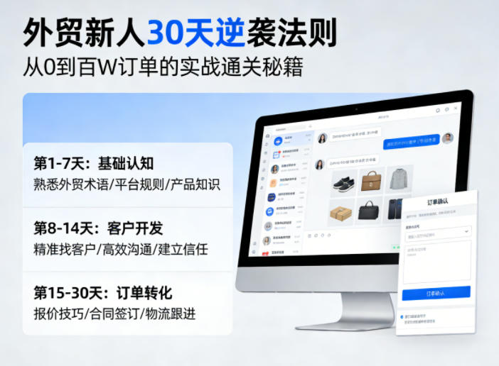 外贸新人30天逆袭法则，教你从0到百W订单的实战通关秘籍-则成副业项目资源站