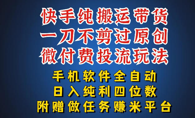 最新黑科技快手搬运带货方法，手机就能操作，轻松带你日入四位数【揭秘】-则成副业项目资源站