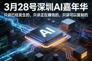 3月28号深圳AI嘉年华，只讲已经发生的，只讲正在賺钱的，只讲可以复制的-则成副业项目资源站