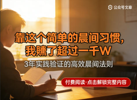 某公众号付费文章：靠这个简单的晨间习惯，我賺了超过一千W-则成副业项目资源站