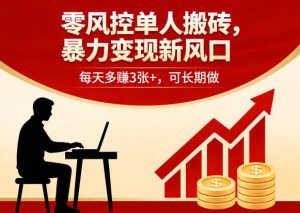 零风控单人搬砖，暴力变现新风口，每天多賺3张+，可长期做【揭秘】-则成副业项目资源站