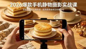 2026爆款手机静物摄影实战课,手机也能拍出商拍感,学会拍出高质感美食商品-则成副业项目资源站