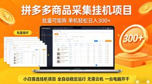 拼多多商品信息全自动采集项目,批量可矩阵,单机轻松日入300+,无需云机一台电脑开干【揭秘】-则成副业项目资源站