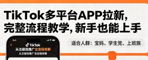 TikTok多平台APP拉新，完整流程教学，新手也能上手，轻松出海搞美金-则成副业项目资源站
