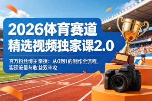 2026体育赛道精选视频独家课2.0，百万粉丝博主亲授：从0到1的制作全流程，实现流量与收益双丰收-则成副业项目资源站