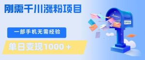 刚需千川涨粉项目,一部手机无需技术,单日变现1k+,当天做当天见收益【揭秘】-则成副业项目资源站
