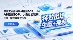 (特效出场)平面变立体特效AI视频SOP,小白也能玩转,生图+视频直接抄作业-则成副业项目资源站
