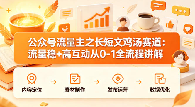 公众号流量主之长短文鸡汤赛道，流量稳+高互动，从0-1全流程讲解-则成副业项目资源站