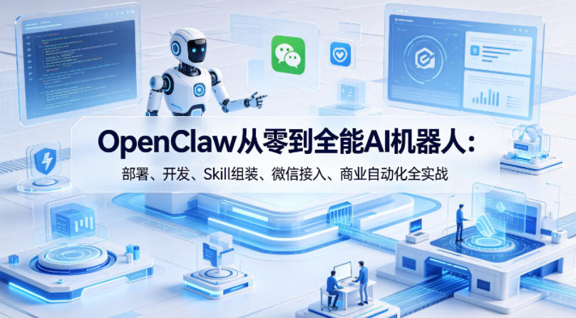 OpenClaw从零到全能AI机器人：部署、开发、Skill组装、微信接入、商业自动化全实战-则成副业项目资源站