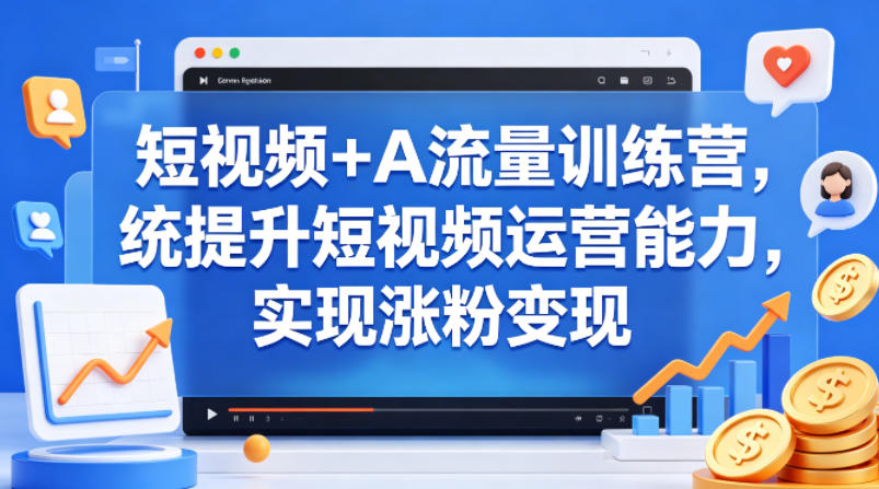 短视频+AI流量训练营，统提升短视频运营能力，实现涨粉变现-则成副业项目资源站