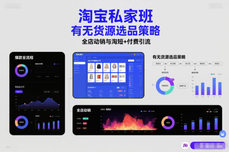 淘宝私家班，有无货源选品策略，高成功率爆款全流程打法，全店动销与淘短+付费引流（更新2026年4月）-则成副业项目资源站