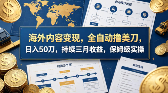 海外内容变现，全自动撸美刀，日入50刀，持续三月收益，保姆级实操【揭秘】-则成副业项目资源站