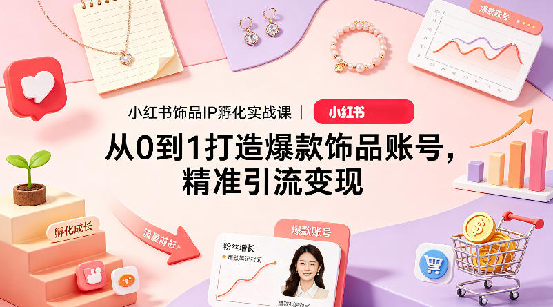 小红书饰品IP孵化实战课｜从0到1打造爆款饰品账号，精准引流变现-则成副业项目资源站