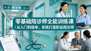 零基础陪诊师全能训练课｜从入门到接单，系统打造职业陪诊师-则成副业项目资源站