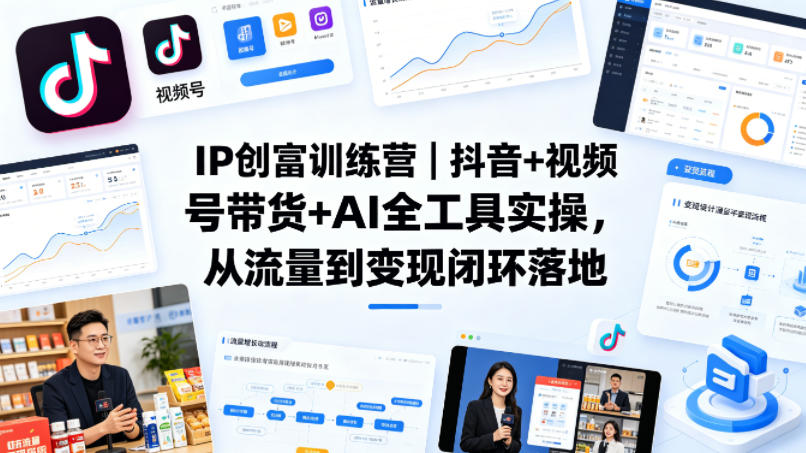 IP创富训练营｜抖音+视频号带货+AI全工具实操，从流量到变现闭环落地-则成副业项目资源站