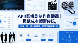 AI电影短剧制作直播课｜极低成本颠覆传统，AI编、导、演全程赋能，极简流程快速出片-则成副业项目资源站