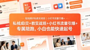 短视频IP私教实战班｜小红书流量引爆+私域成交+带徒盈利，专属陪跑，小白也能快速起号-则成副业项目资源站