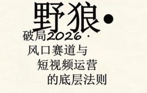 野狼团队·多平台实操运营课，覆盖AI口播、服装、好物、漫剪等热门玩法（更新4月）-则成副业项目资源站