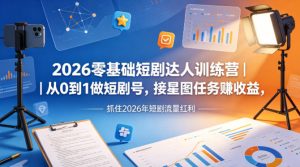 2026零基础短剧达人训练营｜从0到1做短剧号，接星图任务賺收益，抓住2026年短剧流量红利-则成副业项目资源站
