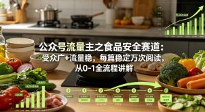公众号流量主之食品安全赛道，受众广+流量稳，每篇作品稳定万次阅读，从0-1全流程讲解-则成副业项目资源站