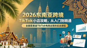 2026东南亚跨境TikTok小店攻略，从入门到精通、全面覆盖TikTok电商运营的实战课程（更新4月）-则成副业项目资源站