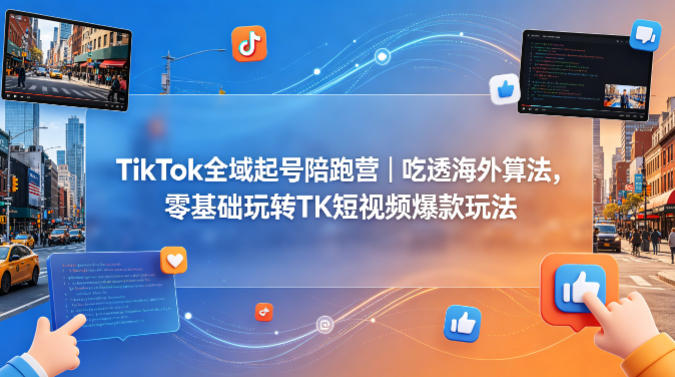 TikTok全域起号陪跑营｜吃透海外算法，零基础玩转TK短视频爆款玩法-则成副业项目资源站
