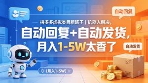 拼多多虚拟类目新路子｜机器人解决，自动回复+自动发货，月入1-5W太香了【揭秘】-则成副业项目资源站