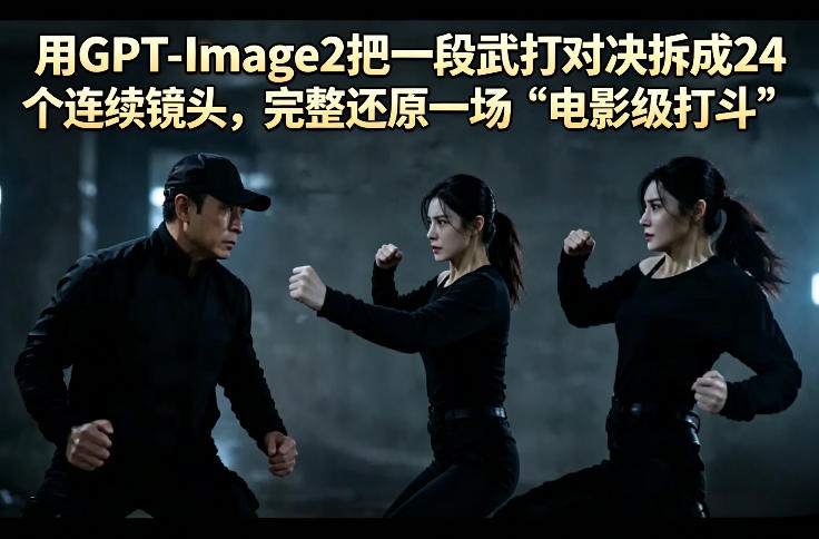 用GPT-Image2把一段武打对决拆成24个连续镜头，完整还原一场“电影级打斗”-则成副业项目资源站