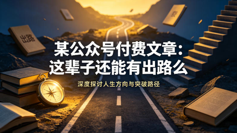 某公众号付费文章：这辈子还能有出路么-则成副业项目资源站