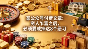 某公众号付费文章：穷人乍富之后，必须要戒掉这8个恶习-则成副业项目资源站