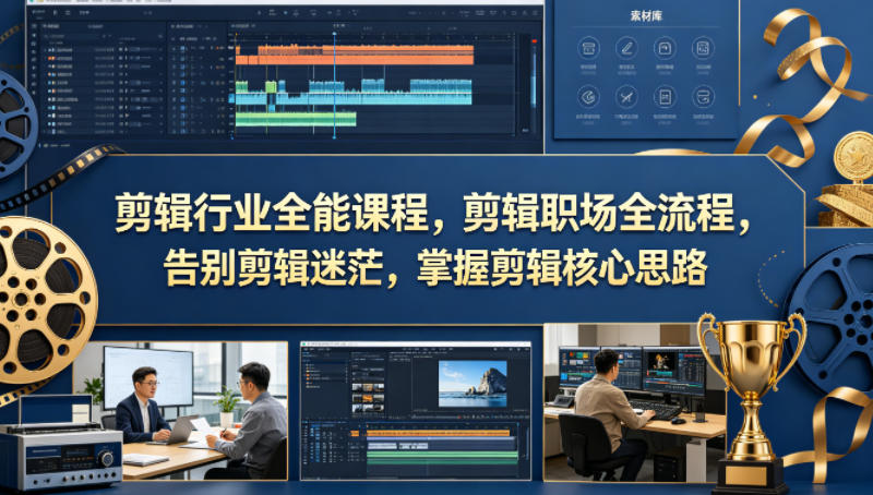 剪辑行业全能课程，剪辑职场全流程，告别剪辑迷茫，掌握剪辑核心思路-则成副业项目资源站