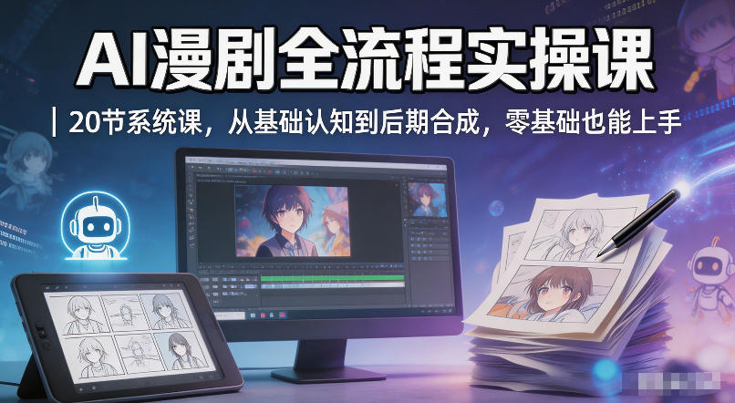 AI漫剧全流程实操课｜20节系统课，从基础认知到后期合成，零基础也能上手-则成副业项目资源站