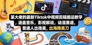 某大佬的最新Tiktok中视频剪辑搬运教学，涵盖音乐，影视解说，动漫赛道，普通人出海撸美刀-则成副业项目资源站