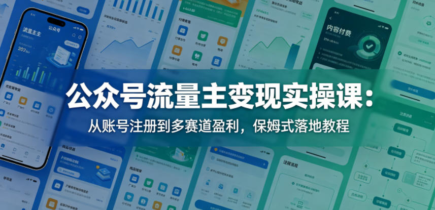 公众号流量主变现实操课：从账号注册到多赛道盈利，保姆式落地教程-则成副业项目资源站