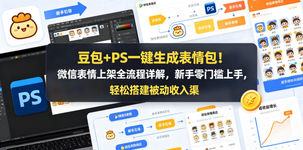 豆包+PS一键生成表情包！微信表情上架全流程详解，新手零门槛上手，轻松搭建被动收入渠道-则成副业项目资源站