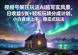 视频号解压玩法AI超写实风景，日收益5张+轻松玩转分成计划，小白直接上手，傻瓜式玩法-则成副业项目资源站