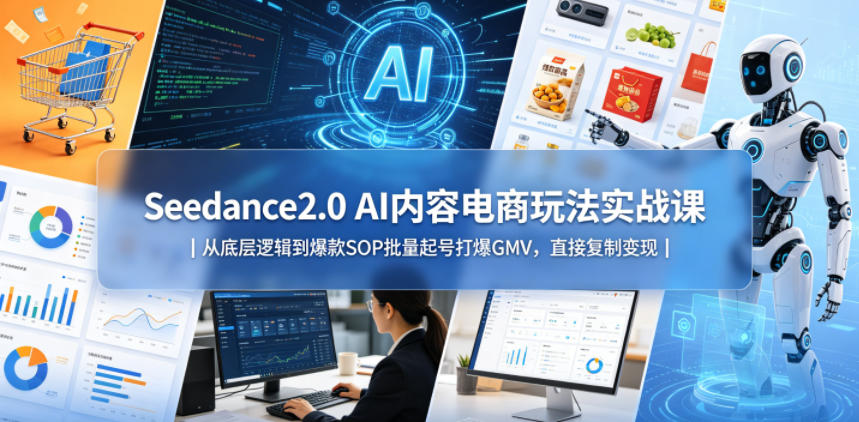 Seedance2.0 AI内容电商玩法实战课｜从底层逻辑到爆款SOP批量起号打爆GMV，直接复制变现-则成副业项目资源站
