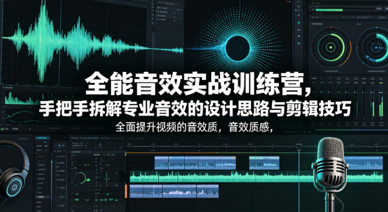 全能音效实战训练营，手把手拆解专业音效的设计思路与剪辑技巧，全面提升视频的音效质感-则成副业项目资源站