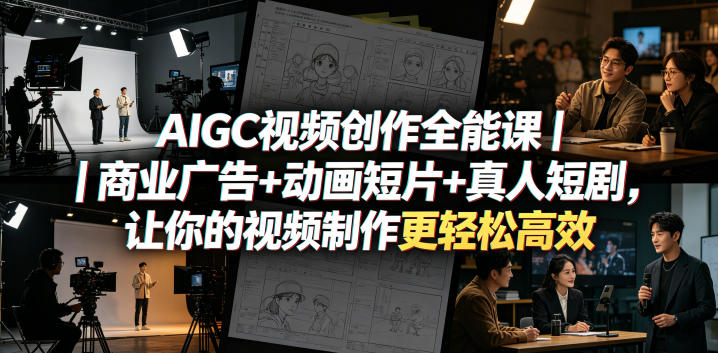AIGC视频创作全能课｜商业广告+动画短片+真人短剧，让你的视频制作更轻松高效-则成副业项目资源站