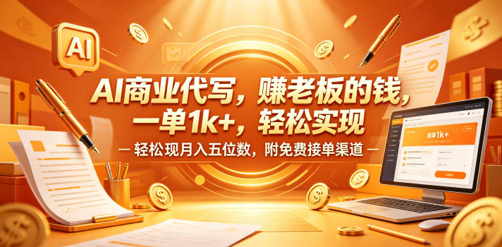 AI商业代写，賺老板的钱，一单1k+，轻松实现月入五位数，附免费接单渠道【揭秘】-则成副业项目资源站