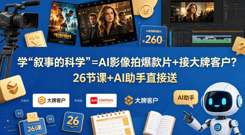 学《叙事的科学》=AI影像拍爆款片+接大牌客户？26节课+AI助手直接送【原创双语字幕】-则成副业项目资源站