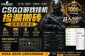 CSGO游戏搬砖，全自动挂G，不需要玩游戏，手机操作日入300+，解放双手【揭秘】-则成副业项目资源站
