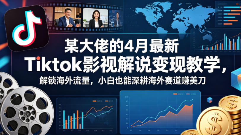 某大佬的4月最新Tiktok影视解说变现教学，解锁海外流量，小白也能深耕海外赛道賺美刀（更新）-则成副业项目资源站